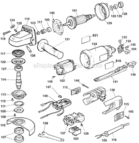 Page A Diagram and Parts List for 2753 Type 1 Black and Decker Angle Grinder